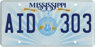 MS license plate AID303
