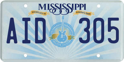 MS license plate AID305