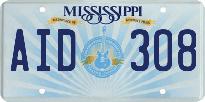 MS license plate AID308