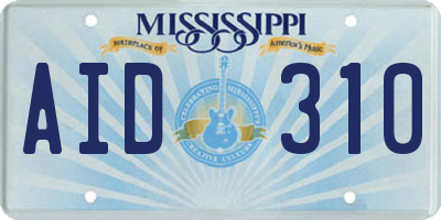 MS license plate AID310