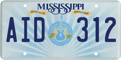 MS license plate AID312