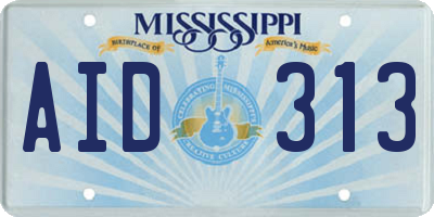 MS license plate AID313