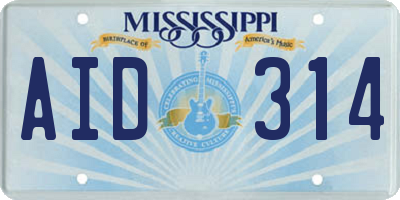 MS license plate AID314