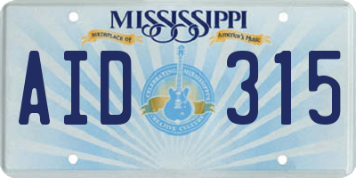 MS license plate AID315