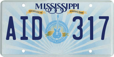 MS license plate AID317