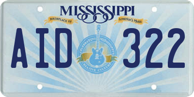 MS license plate AID322