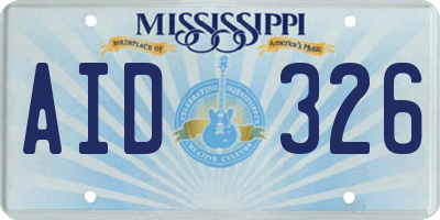 MS license plate AID326