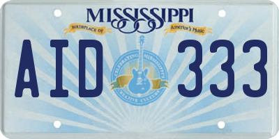 MS license plate AID333