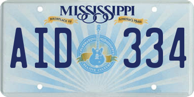 MS license plate AID334