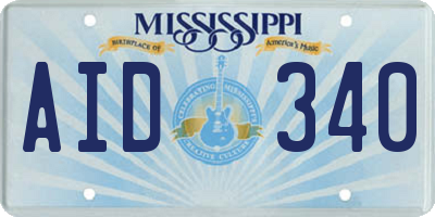 MS license plate AID340