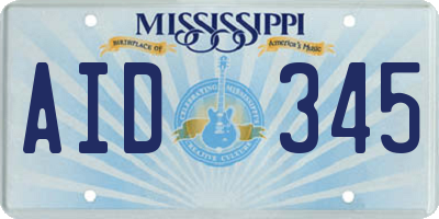 MS license plate AID345