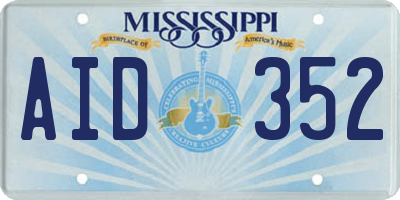 MS license plate AID352
