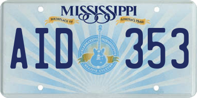 MS license plate AID353