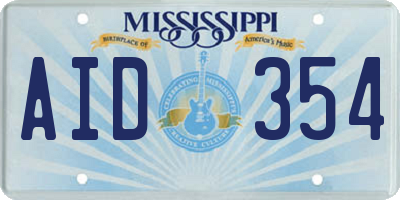 MS license plate AID354