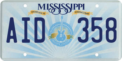 MS license plate AID358