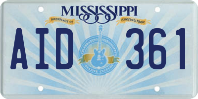 MS license plate AID361