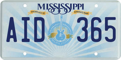 MS license plate AID365
