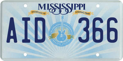 MS license plate AID366