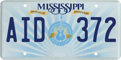 MS license plate AID372