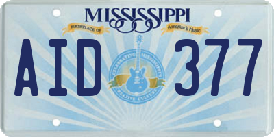 MS license plate AID377