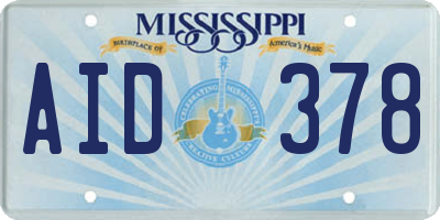 MS license plate AID378
