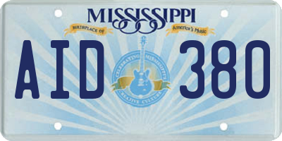MS license plate AID380