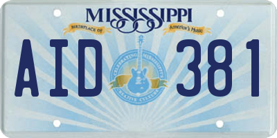MS license plate AID381