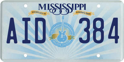 MS license plate AID384