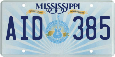 MS license plate AID385