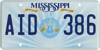 MS license plate AID386