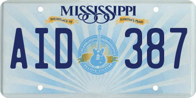 MS license plate AID387