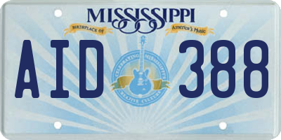 MS license plate AID388