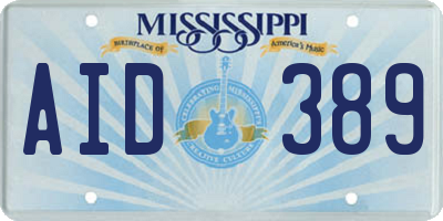 MS license plate AID389