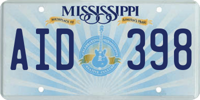 MS license plate AID398