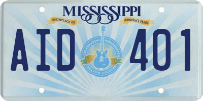 MS license plate AID401