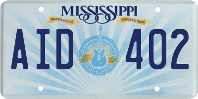 MS license plate AID402