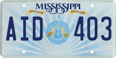 MS license plate AID403