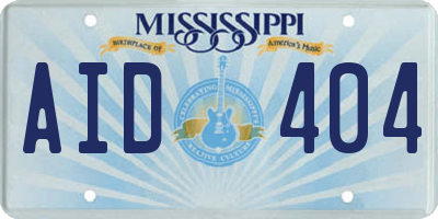 MS license plate AID404