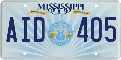 MS license plate AID405