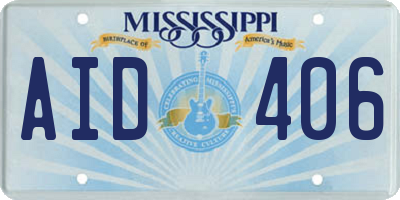 MS license plate AID406
