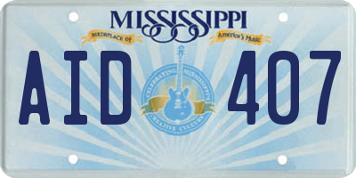 MS license plate AID407