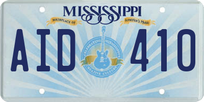 MS license plate AID410
