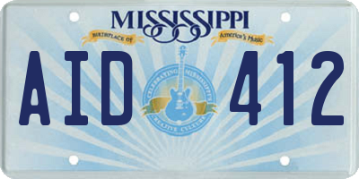 MS license plate AID412