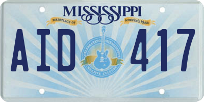 MS license plate AID417