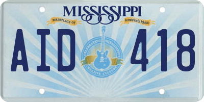 MS license plate AID418