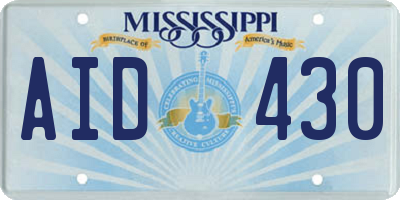 MS license plate AID430