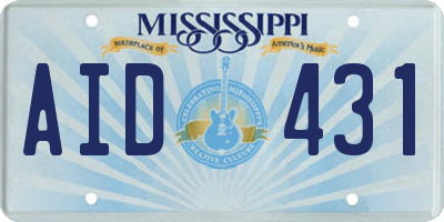 MS license plate AID431