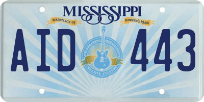 MS license plate AID443