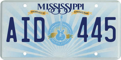 MS license plate AID445