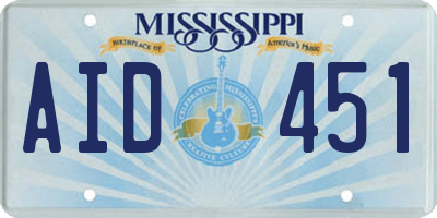 MS license plate AID451